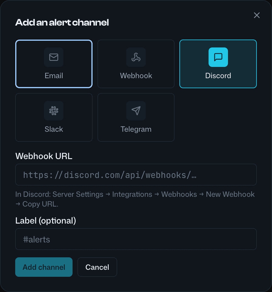 Adding a Discord channel