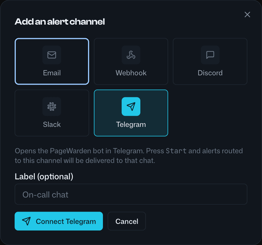 Adding a Telegram channel
