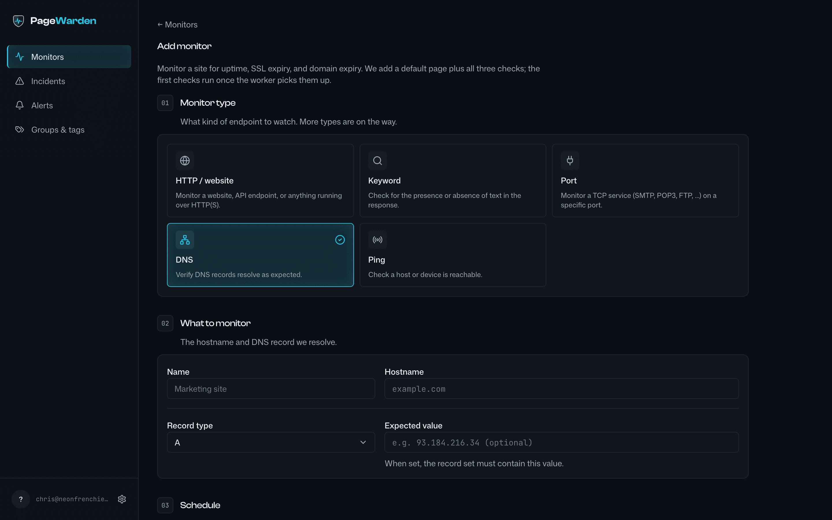 Creating a DNS monitor