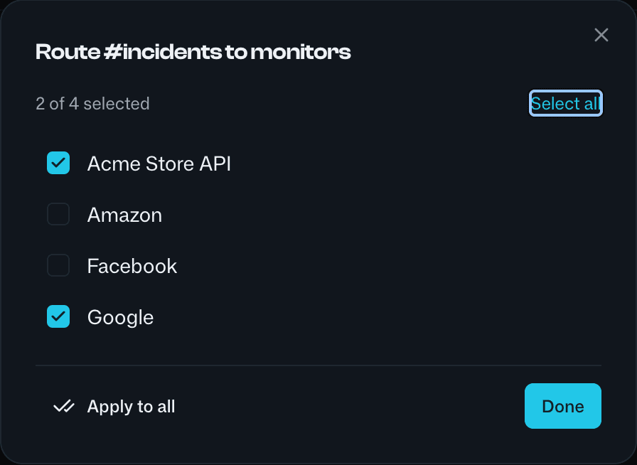 Choosing which monitors a channel alerts